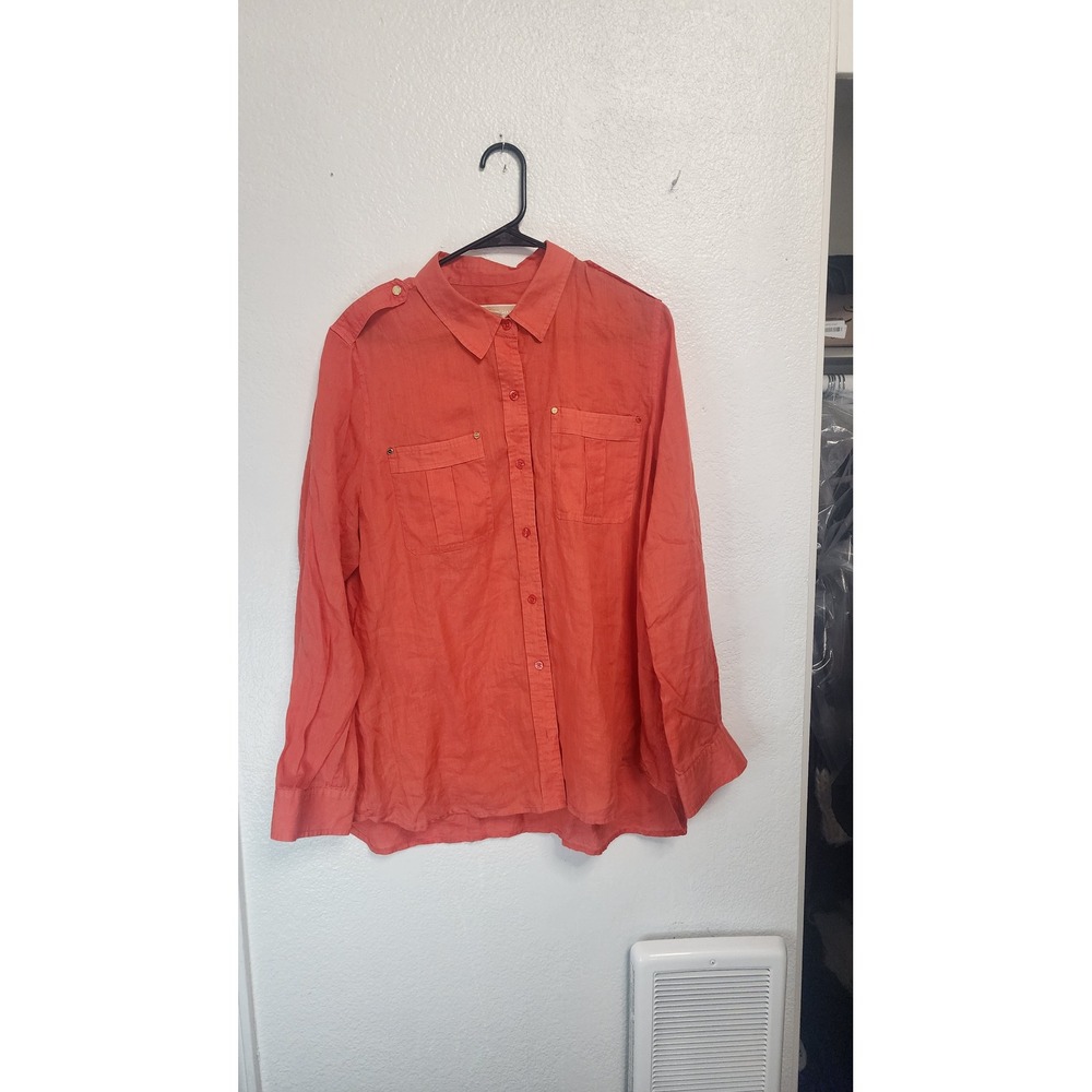 Michael Kors Button Down Shirt Womens XL Coral Excellent